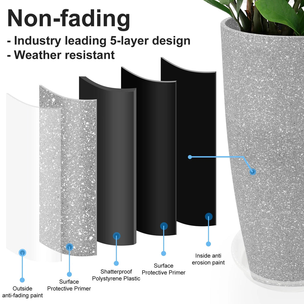 2 Pack 21in Round Tall Planter with Drainage Holes T874596
