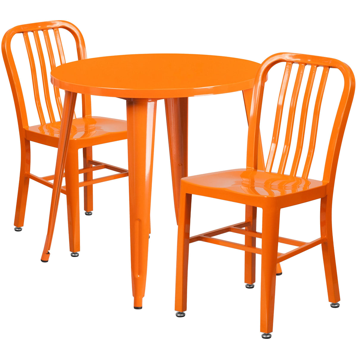 Orange Metal Indoor-Outdoor Table Set with 2 Chairs U56661