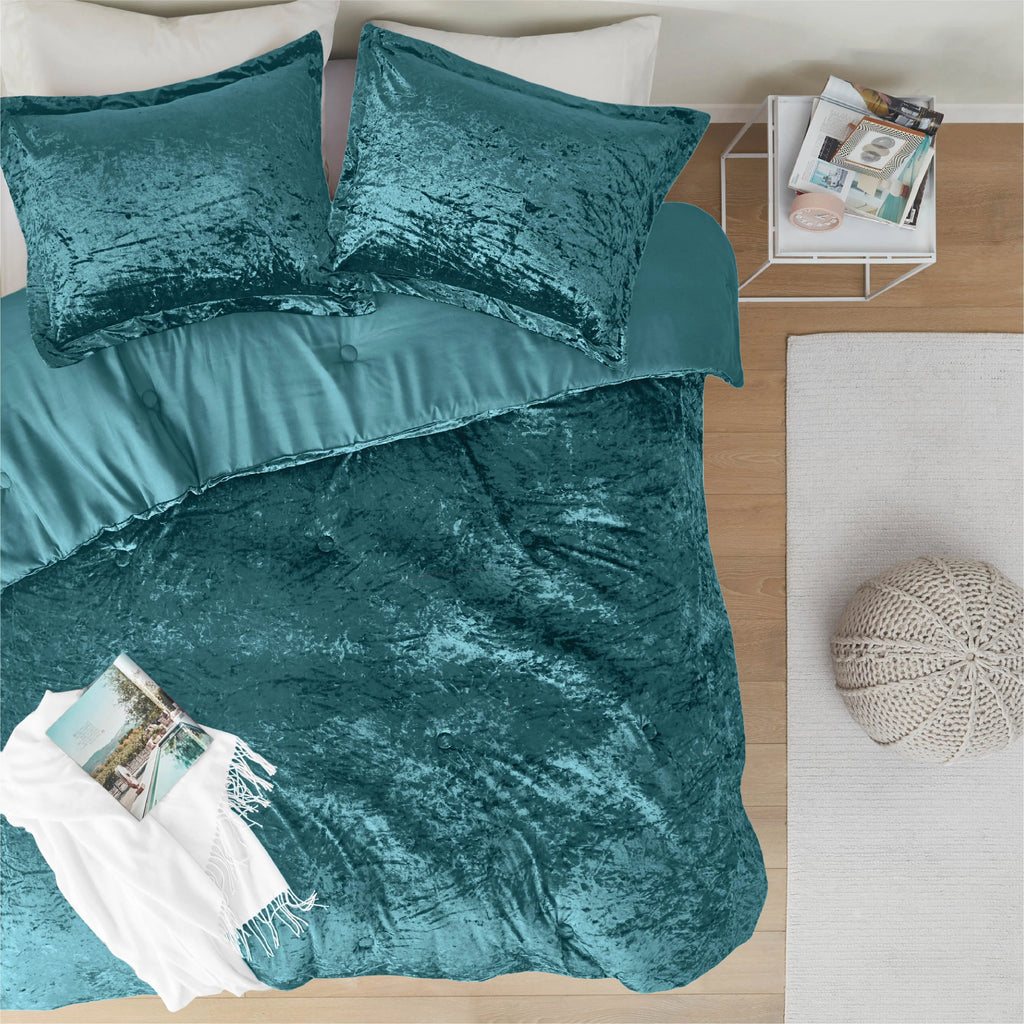 Blush Pink Velvet 3-Piece Comforter Set A533