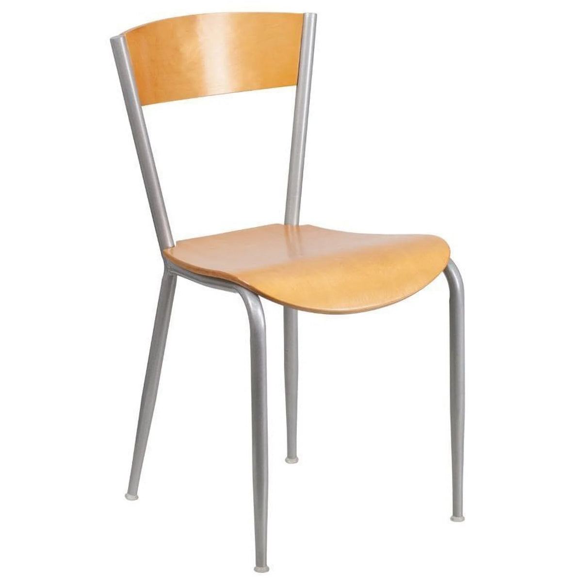 Metal Restaurant Dining Chair in Natural and Silver T93155