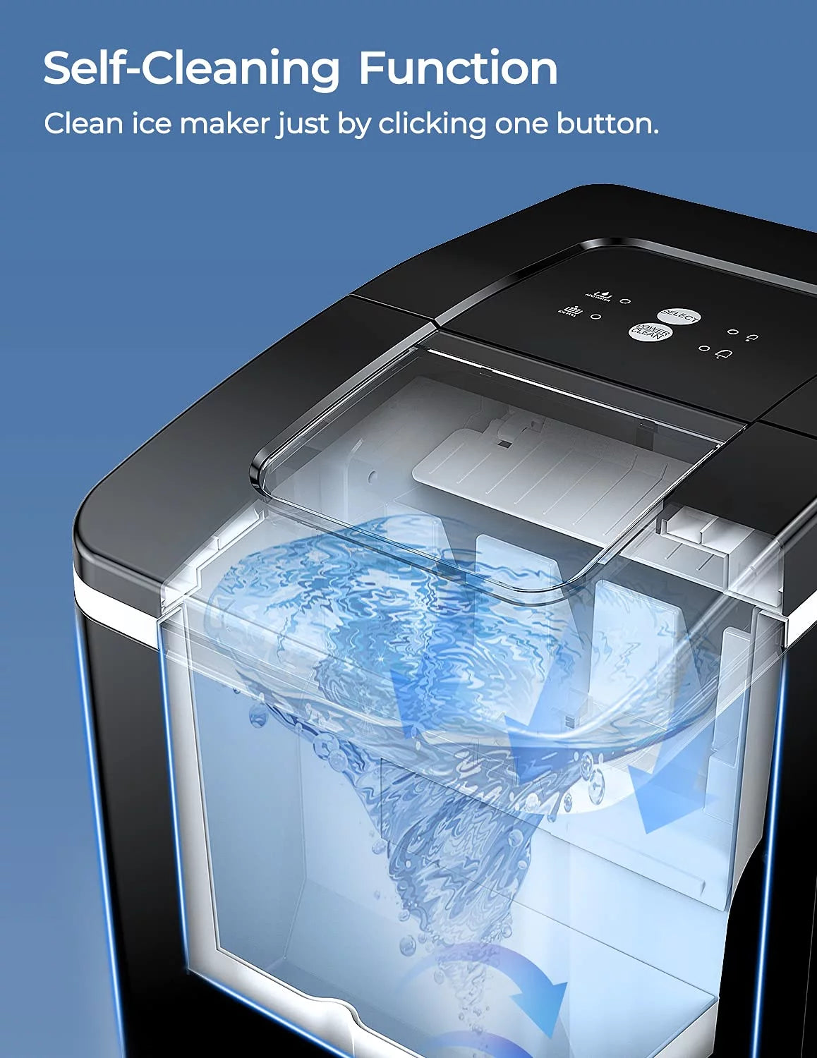 Countertop Ice Maker 2 Ice Sizes 28 lbs Self-Clean V8385