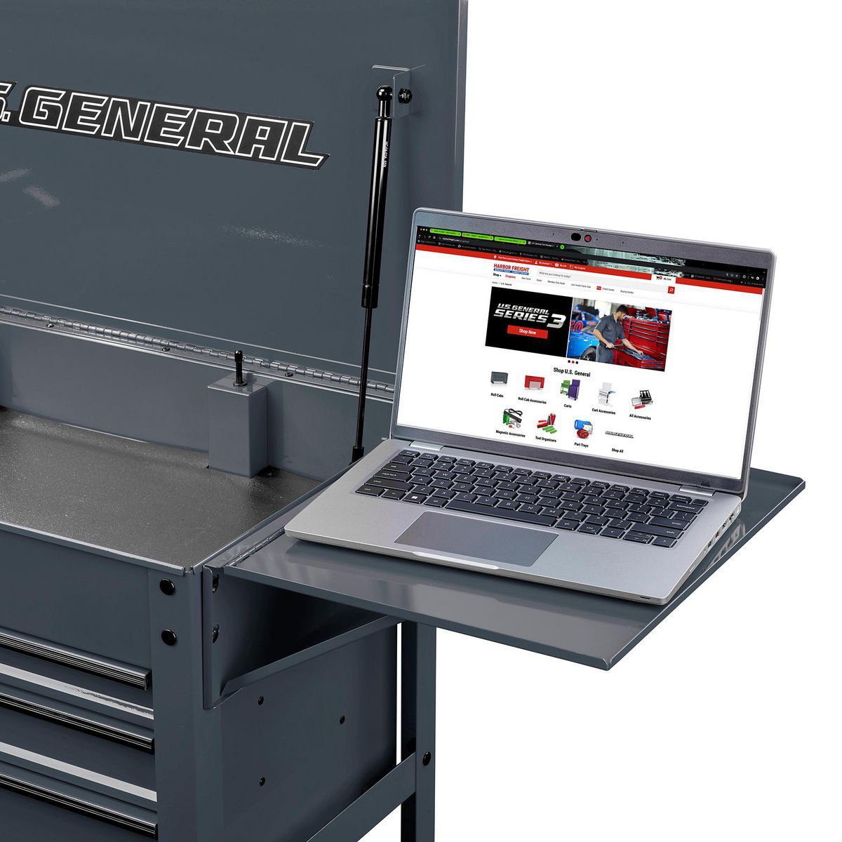Folding Side Tray for 4-Drawer Tech Cart, Slate Gray L71392