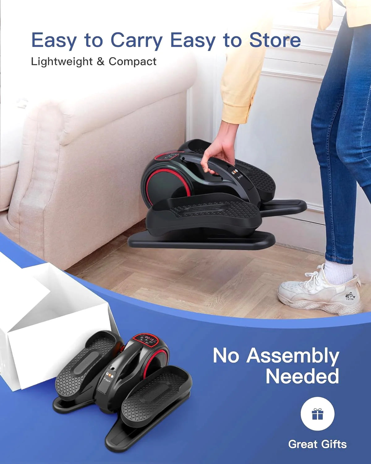 Under Desk Ellipticals Electric with Remote Control & Non-Slip Pedals G1666