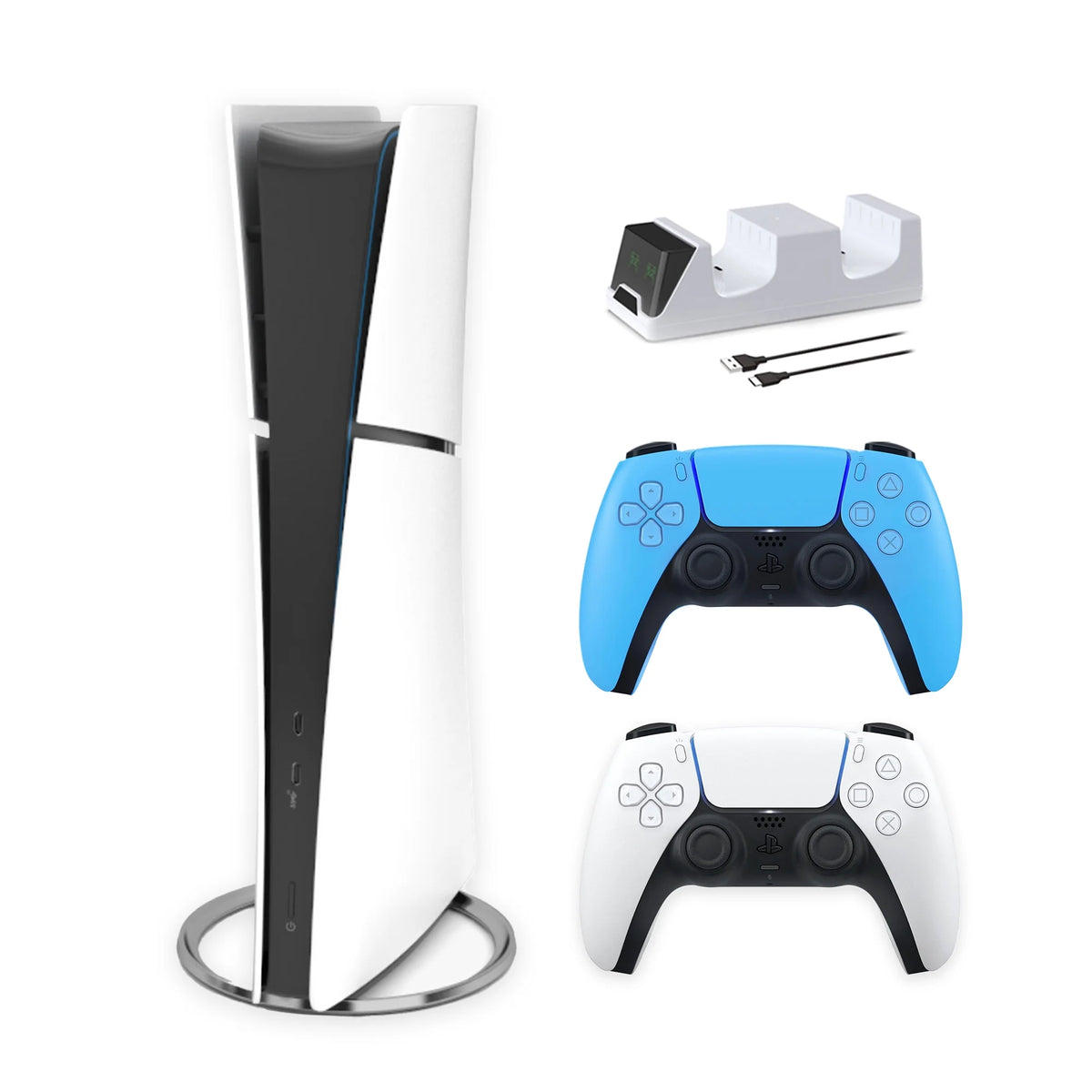 White and Starlight Blue PlayStation 5 Slim Digital Edition 1TB Gaming Console K95509