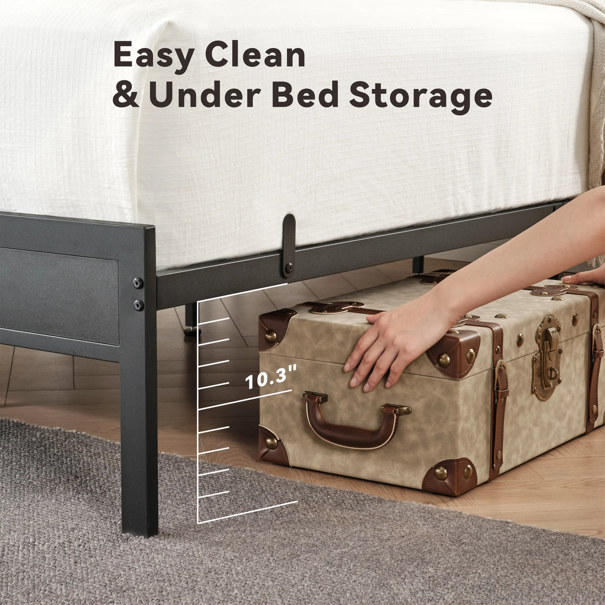King Size Metal and Wood Platform Bed with LED Headboard A54910