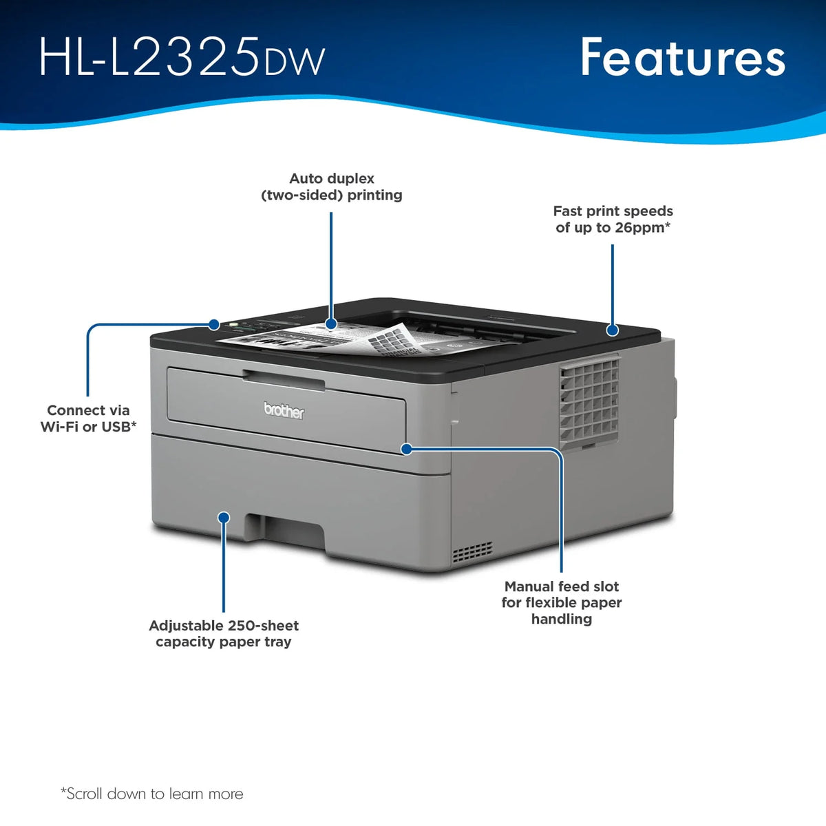 Monochrome Laser Printer with Wireless Networking and Duplex Printing E684734